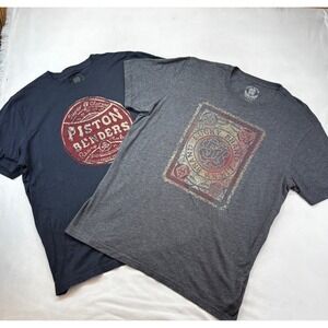 Lucky Brand Graphic T-Shirt Bundle Mens XL Navy Gray Piston Benders Racing Lot 2